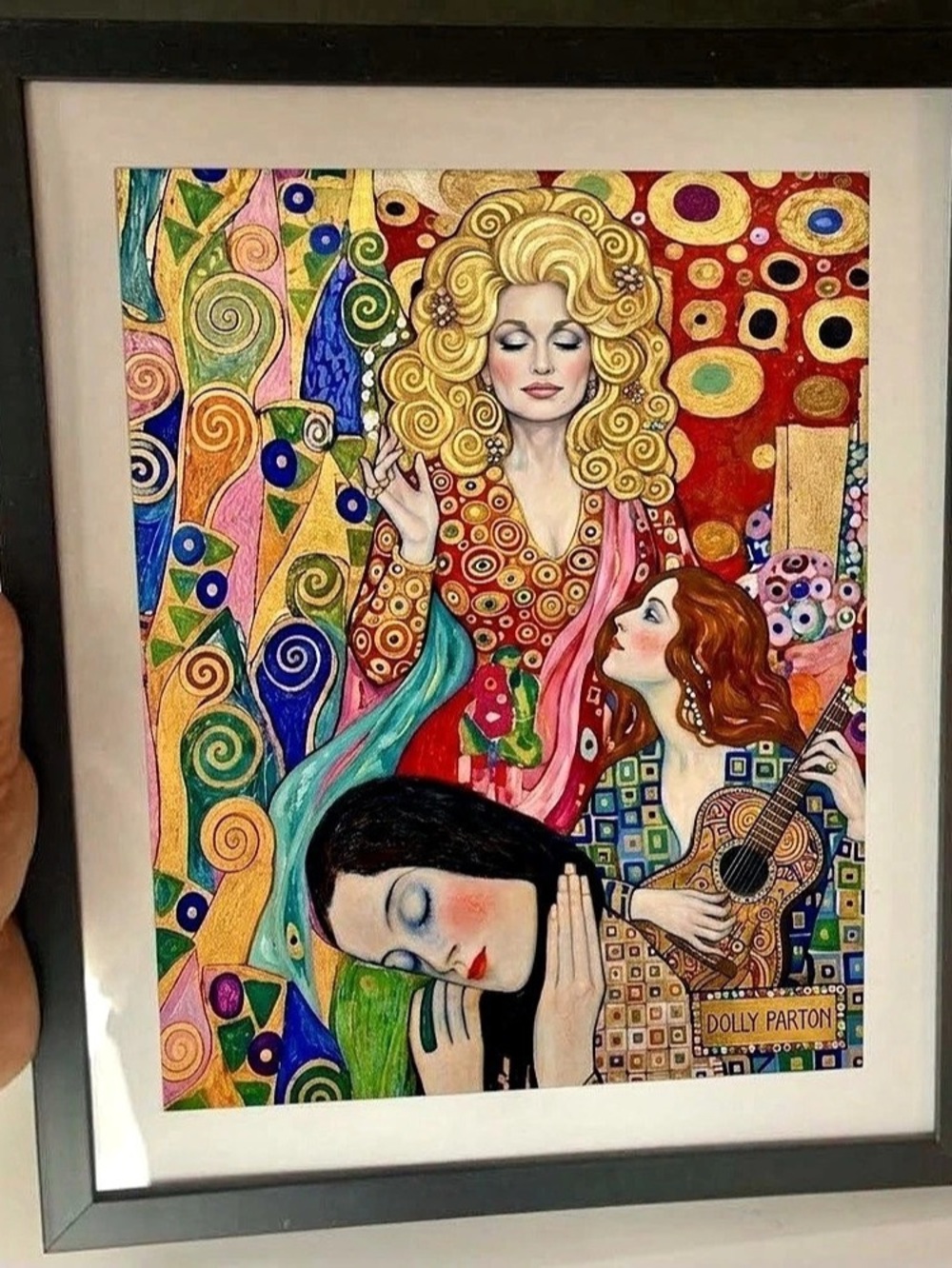 Framed Klimt-inspired Dolly Parton Framed Art Print 10x12